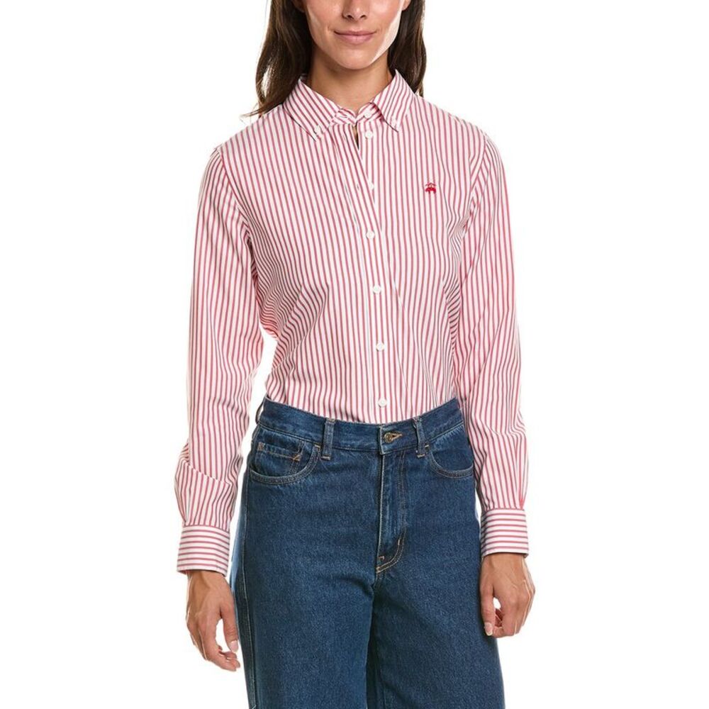 Brooks Brothers Womens  Bengal Stripe Essential Blouse, Red
